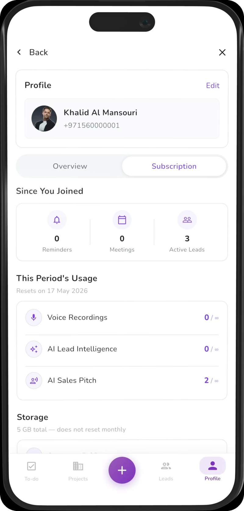 Subscription and usage